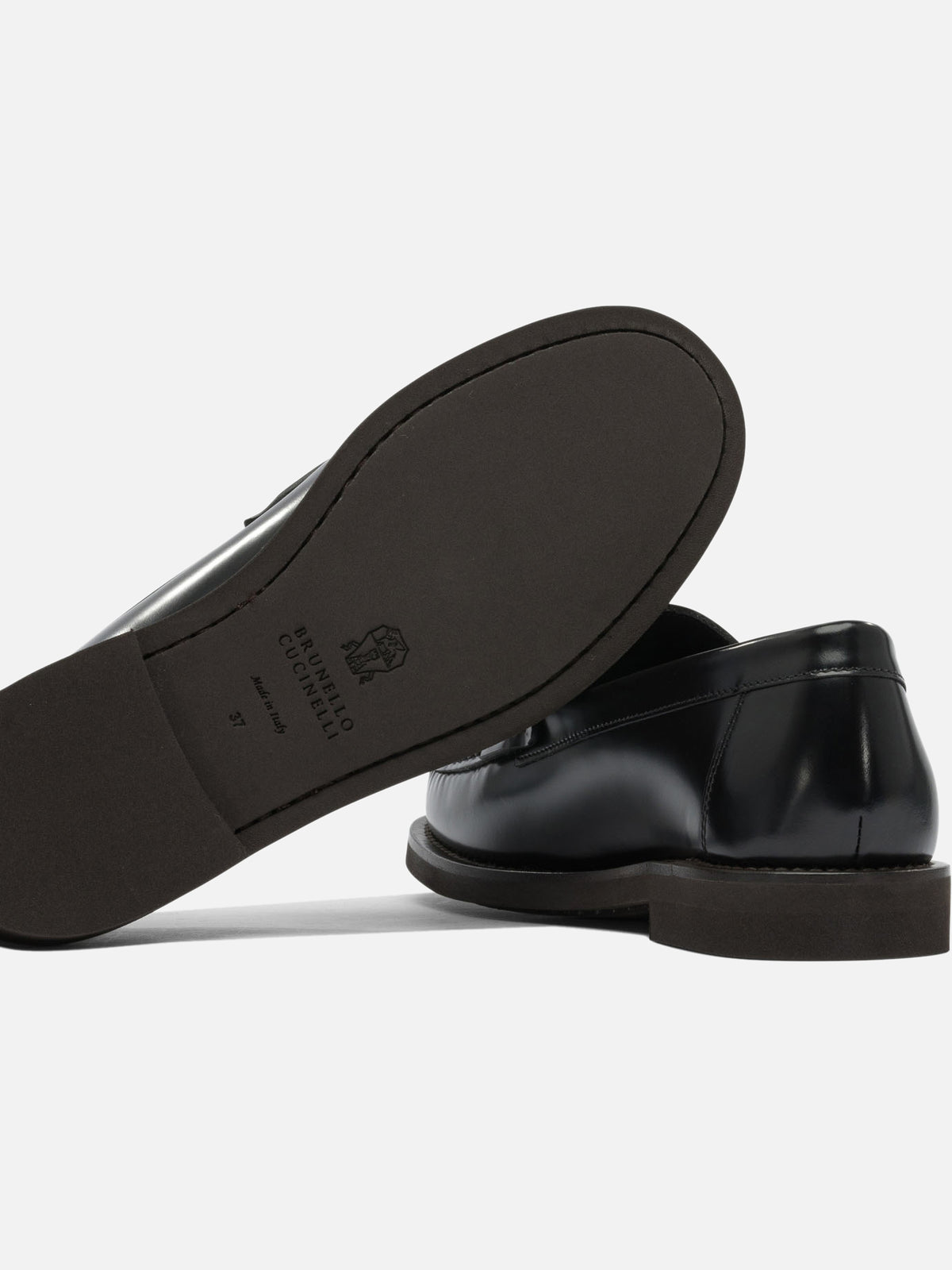 Brunello Cucinelli Leather loafers with jewel detailing Black