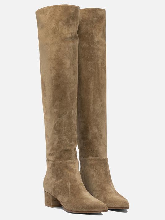 Over the knee 100% suede - 100% leather Beige - Gianvito Rossi Women | PLP | VIETTI Online Store | 2