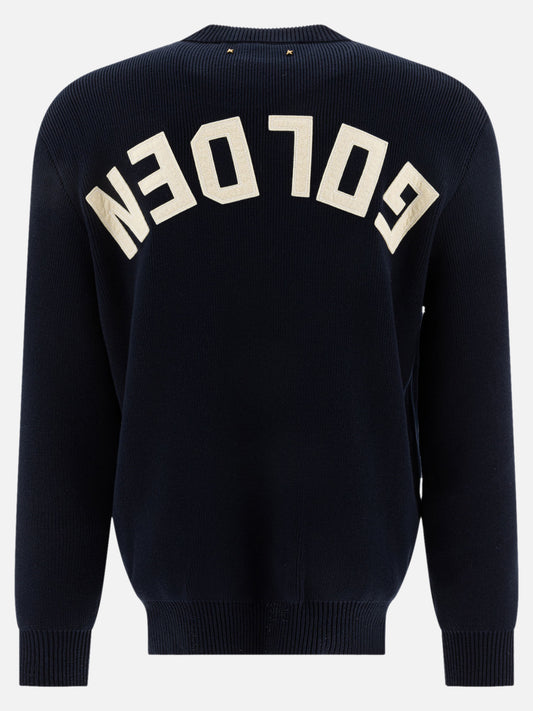 Golden Goose Crew-neck sweater with logo Blue