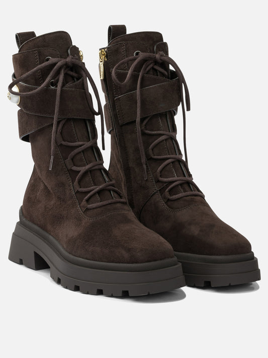 Combat boots 90% goat 10% lamb - 100% rubber Brown - Jimmy Choo Women | PLP | VIETTI Online Store | 2