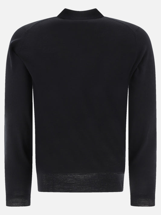 Polo con bottoni Solid colour Nero - John Smedley Uomo | PDP | VIETTI Online Store | 2
