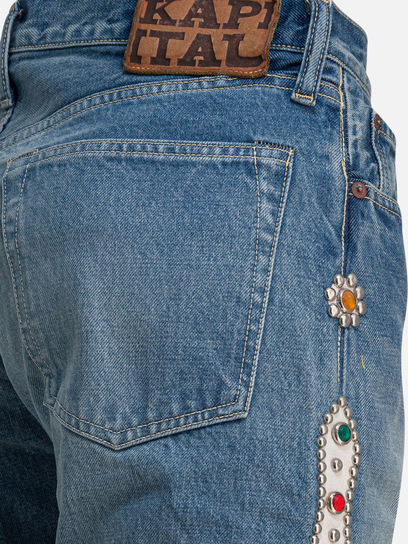 Jeans a gamba dritta Solid colour Blu - KAPITAL Uomo | PDP | VIETTI Online Store | Zoom-Modal_4
