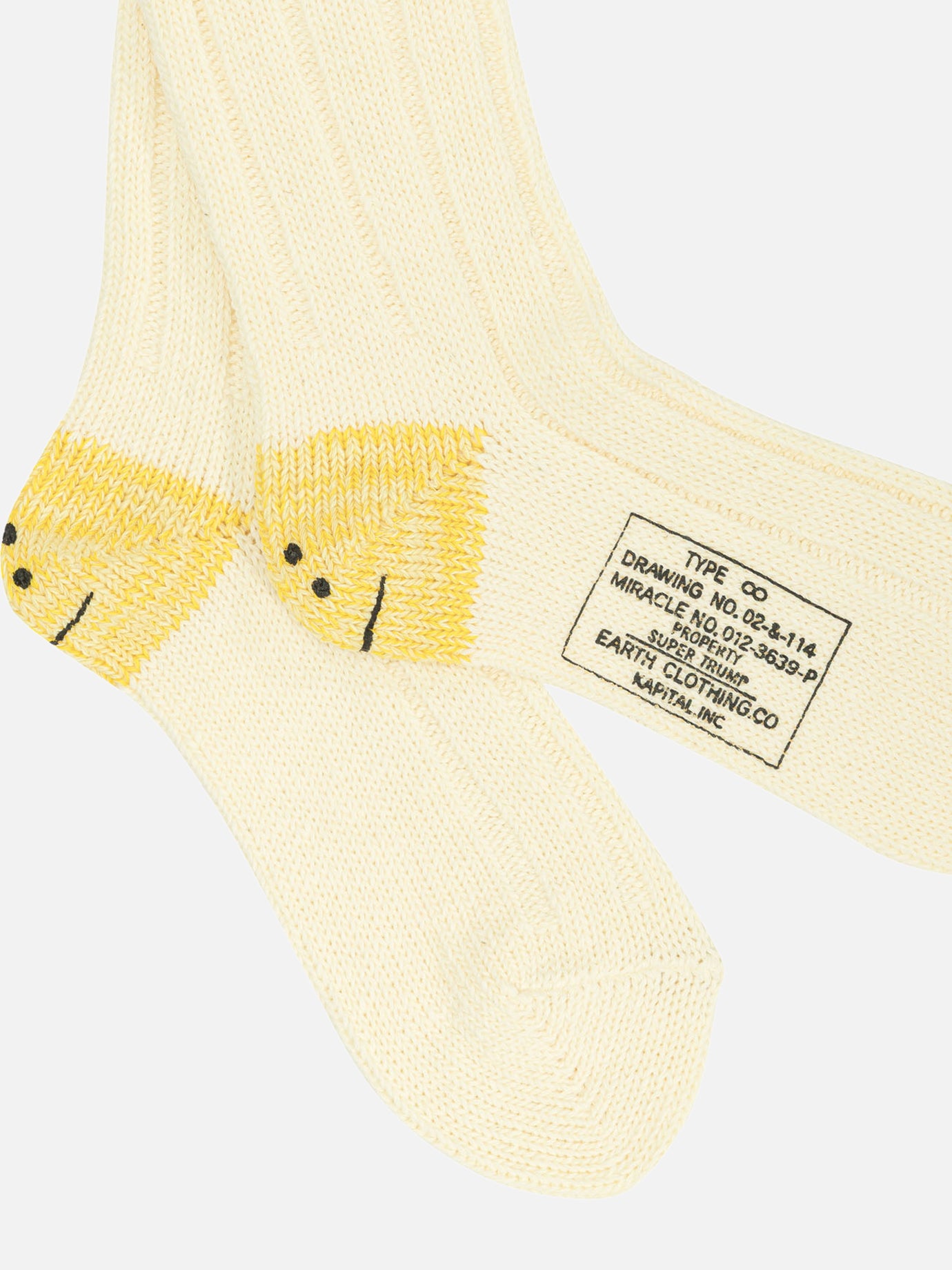 KAPITAL "Rainbowy Happy Heel" Socks White