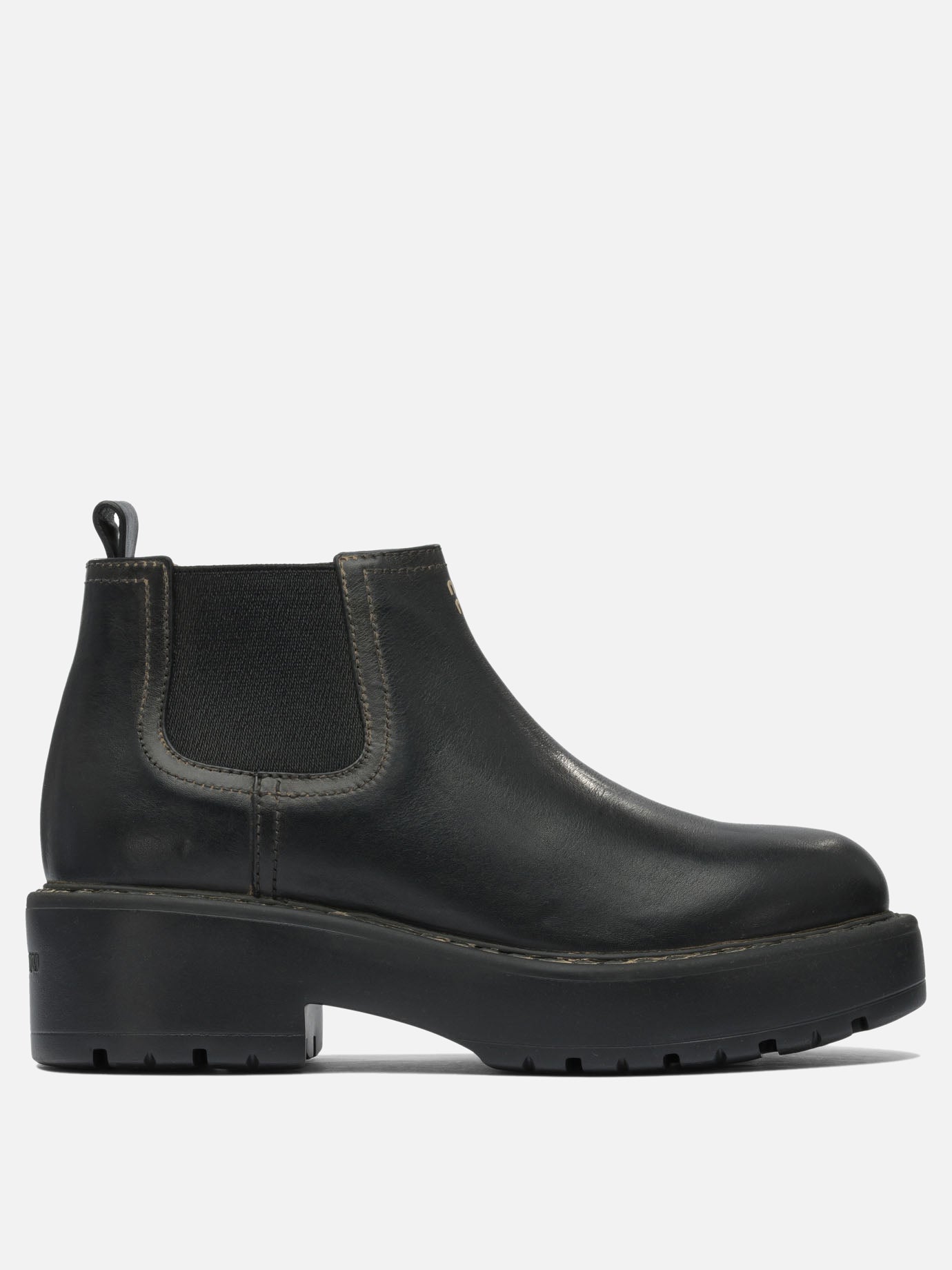 Miu Miu Chelsea leather ankle boots Black - Women | VIETTI Online Store Miu Miu Chelsea leather ankle boots Black - Women | VIETTI Online Store