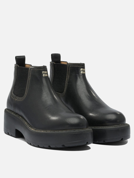 Chelsea boots 100% leather - 100% rubber Black - Miu Miu Women | PLP | VIETTI Online Store | 2