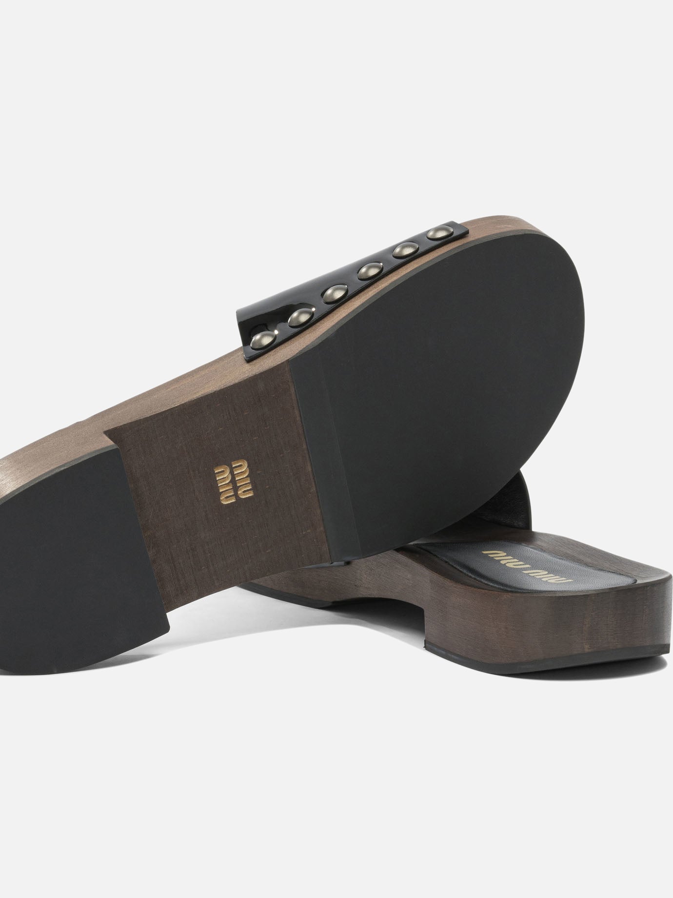 Flat sandals 100% leather - 100% wood Black - Miu Miu Women | PDP | VIETTI Online Store | Zoom-Modal_5