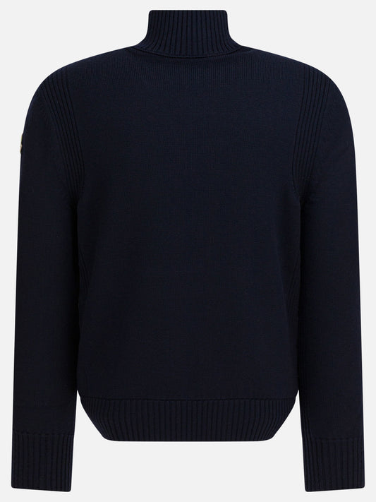 Moncler Wool sweatshirt with zipper and hood Blue