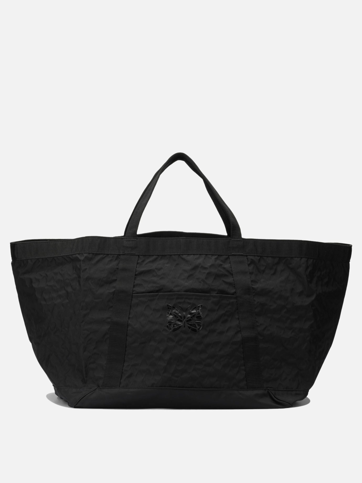 black nylon travel tote bag Needles Logo Tote Bag