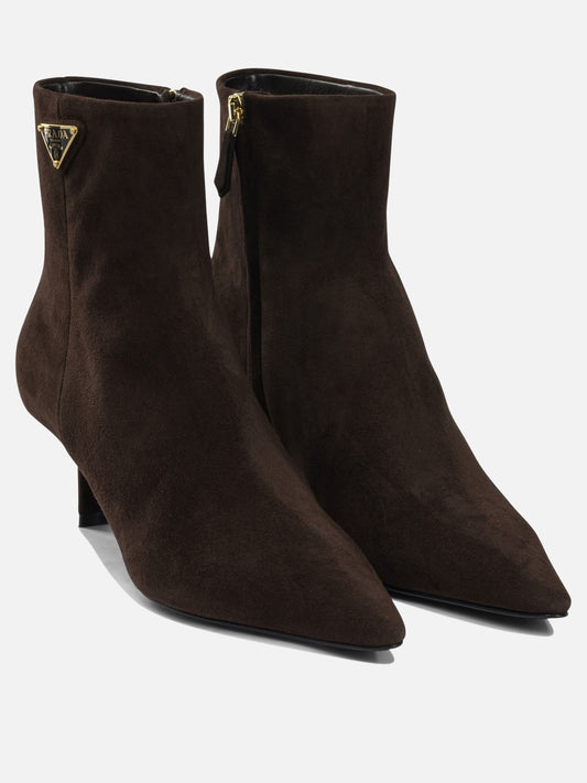 Stivaletti con zip 100% suede - 100% leather Marrone - Prada Donna | PLP | VIETTI Online Store | 2