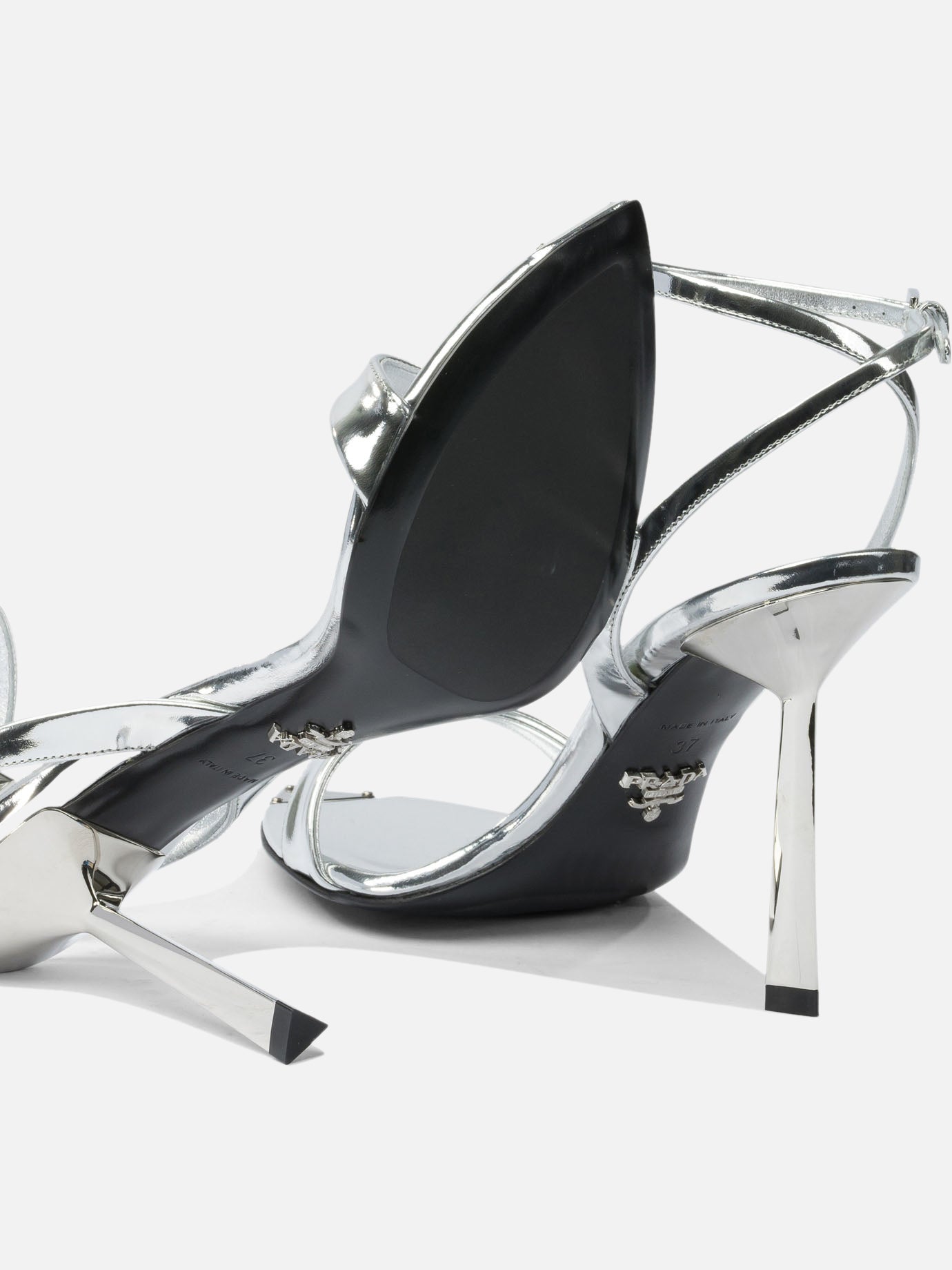 Heeled sandals 100% calf leather - 100% leather Silver - Prada Women | PDP | VIETTI Online Store | Zoom-Modal_5