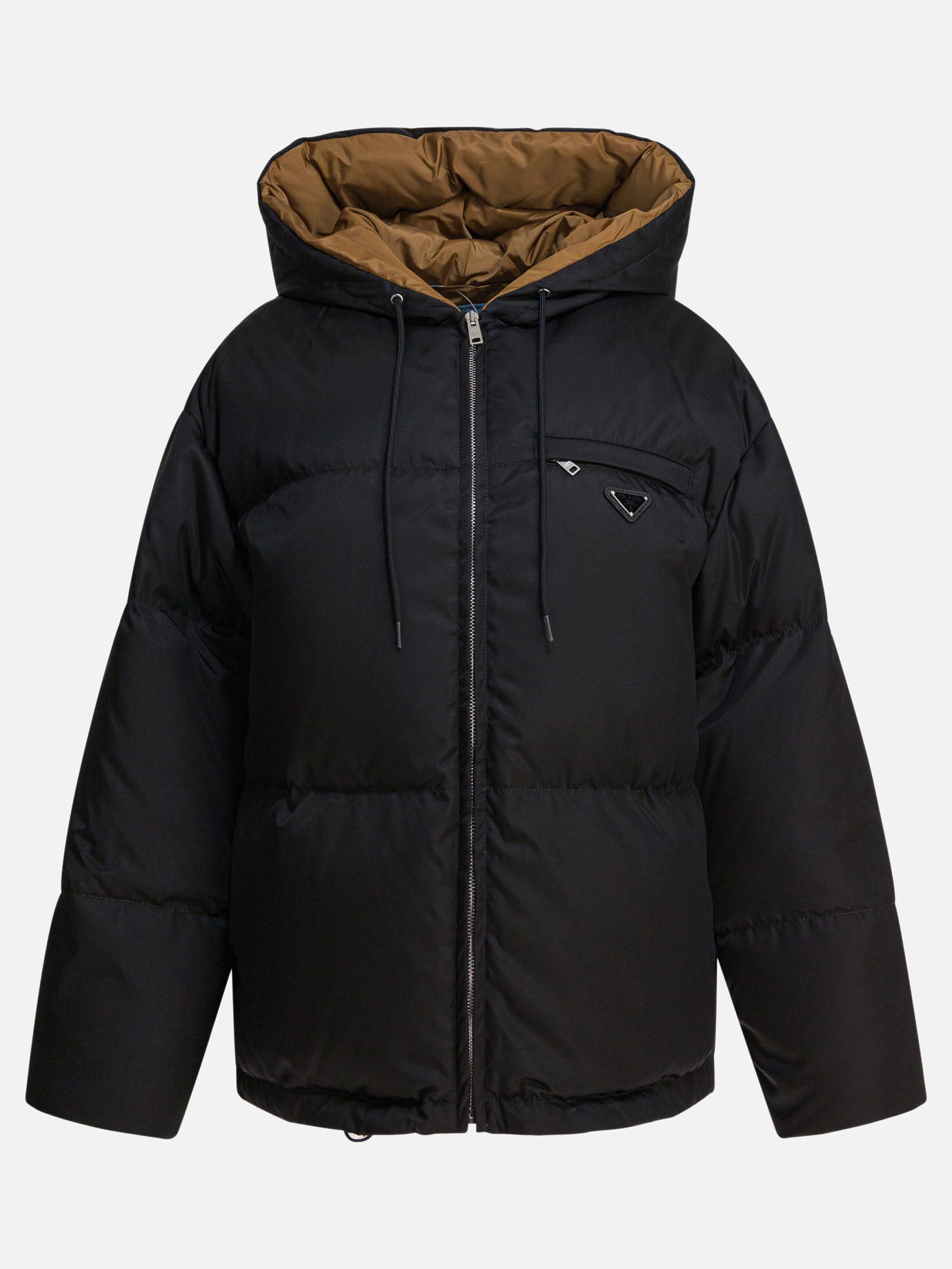 Prada Gabardine Re-Nylon Down Jacket Black Women VIETTI Online