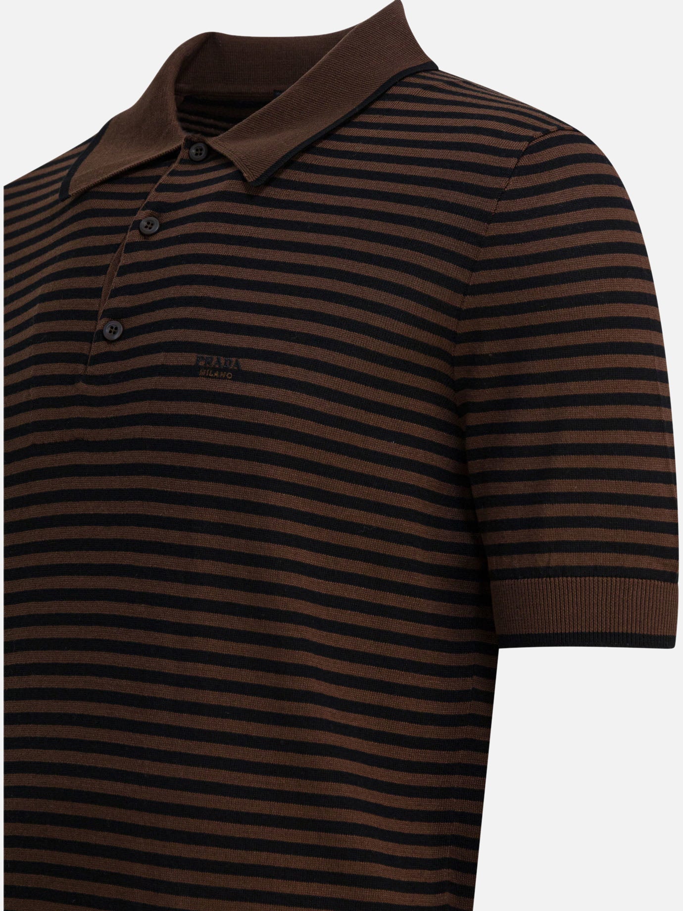 Polo con bottoni Striped Marrone - Prada Uomo | PDP | VIETTI Online Store | Zoom-Modal_4