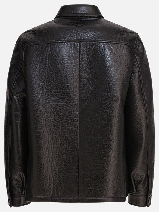 Leather jackets Solid colour Black - Prada Men | PLP | VIETTI Online Store | 2