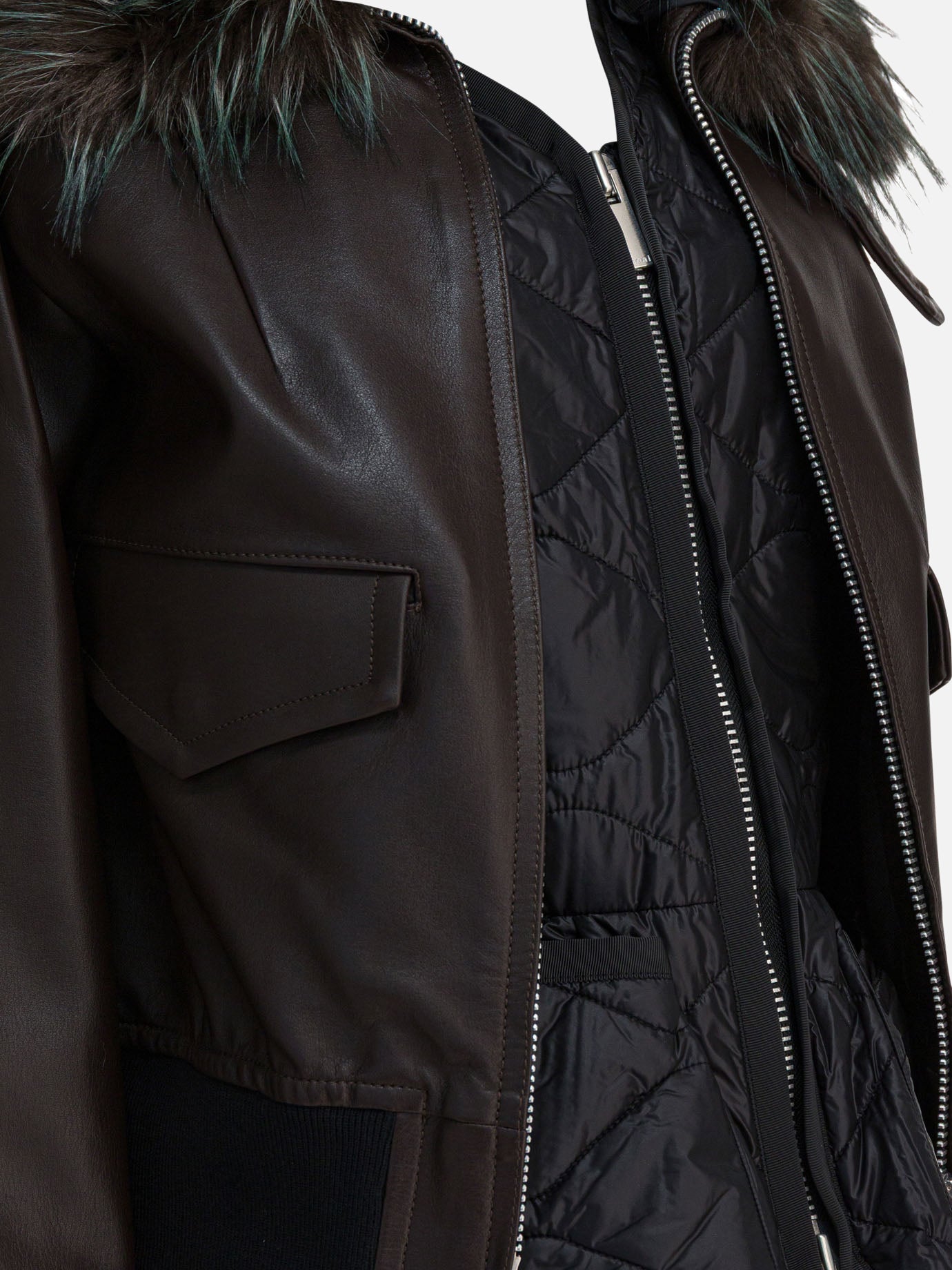 Leather jackets Solid colour Brown - Sacai Women | PDP | VIETTI Online Store | Zoom-Modal_4