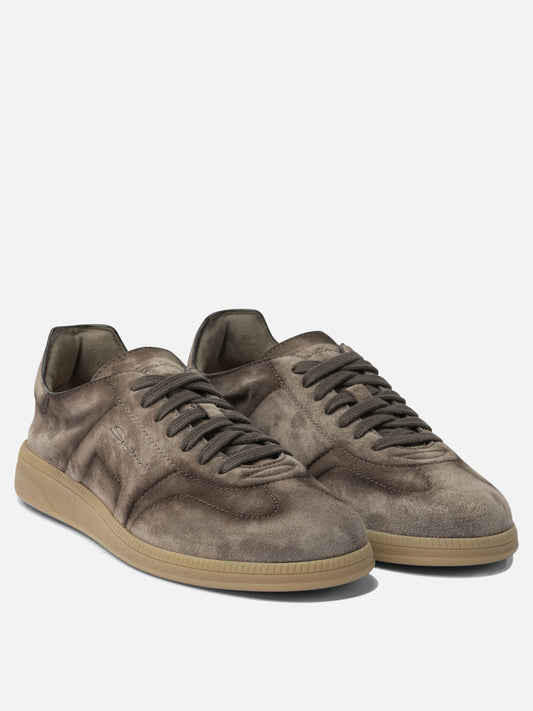 Low top sneakers 100% suede - 100% rubber Brown - Santoni Men | PLP | VIETTI Online Store | 2
