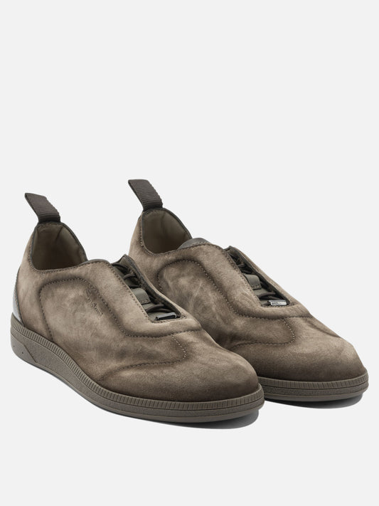 Sneaker basse 100% leather - 100% rubber Beige - Santoni Uomo | PLP | VIETTI Online Store | 2