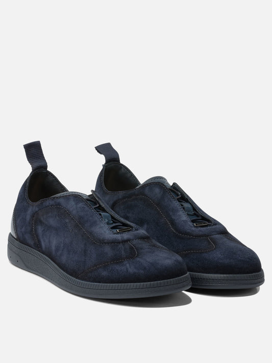 Low top sneakers 100% calf leather - 100% rubber Blue - Santoni Men | PLP | VIETTI Online Store | 2