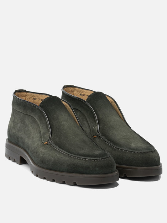 Pull-on boots 100% suede - 100% rubber Green - Santoni Men | PLP | VIETTI Online Store | 2