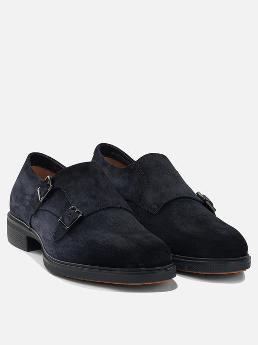 Loafers 100% suede - 100% rubber Blue - Santoni Men | PLP | VIETTI Online Store | 2