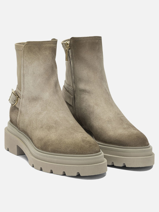 Zipped boots 100% suede - 100% rubber Beige - Santoni Women | PLP | VIETTI Online Store | 2