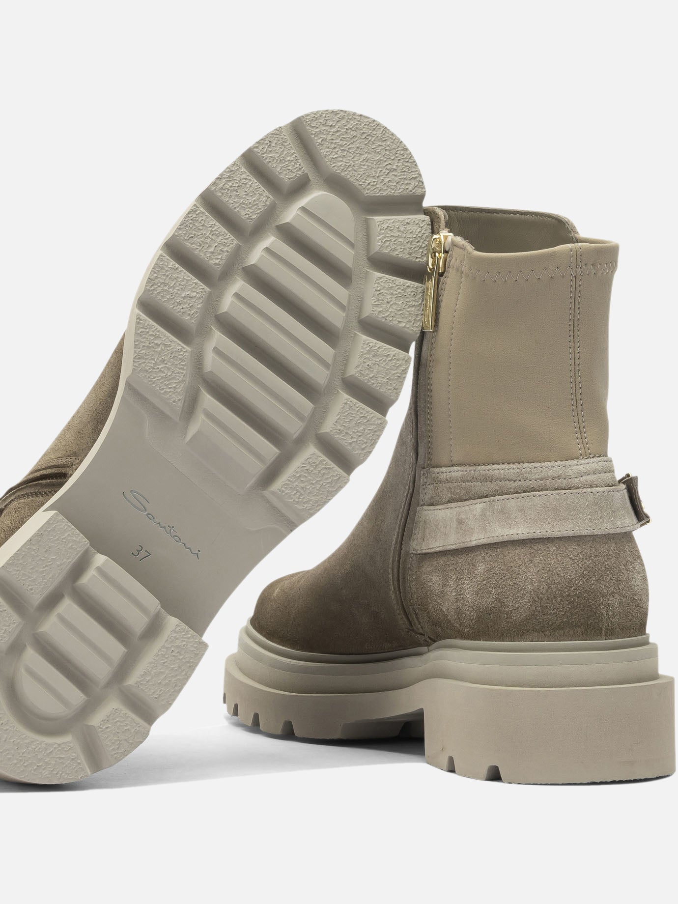 Zipped boots 100% suede - 100% rubber Beige - Santoni Women | PDP | VIETTI Online Store | Zoom-Modal_5