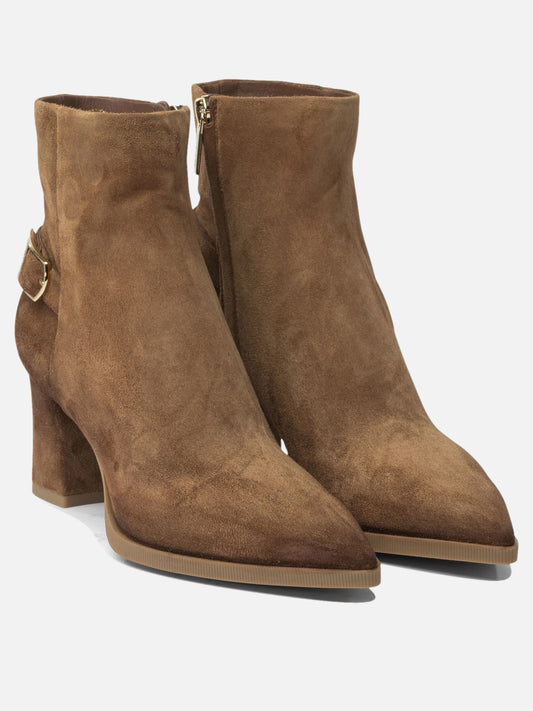 Zipped boots 100% suede - 100% rubber Brown - Santoni Women | PLP | VIETTI Online Store | 2