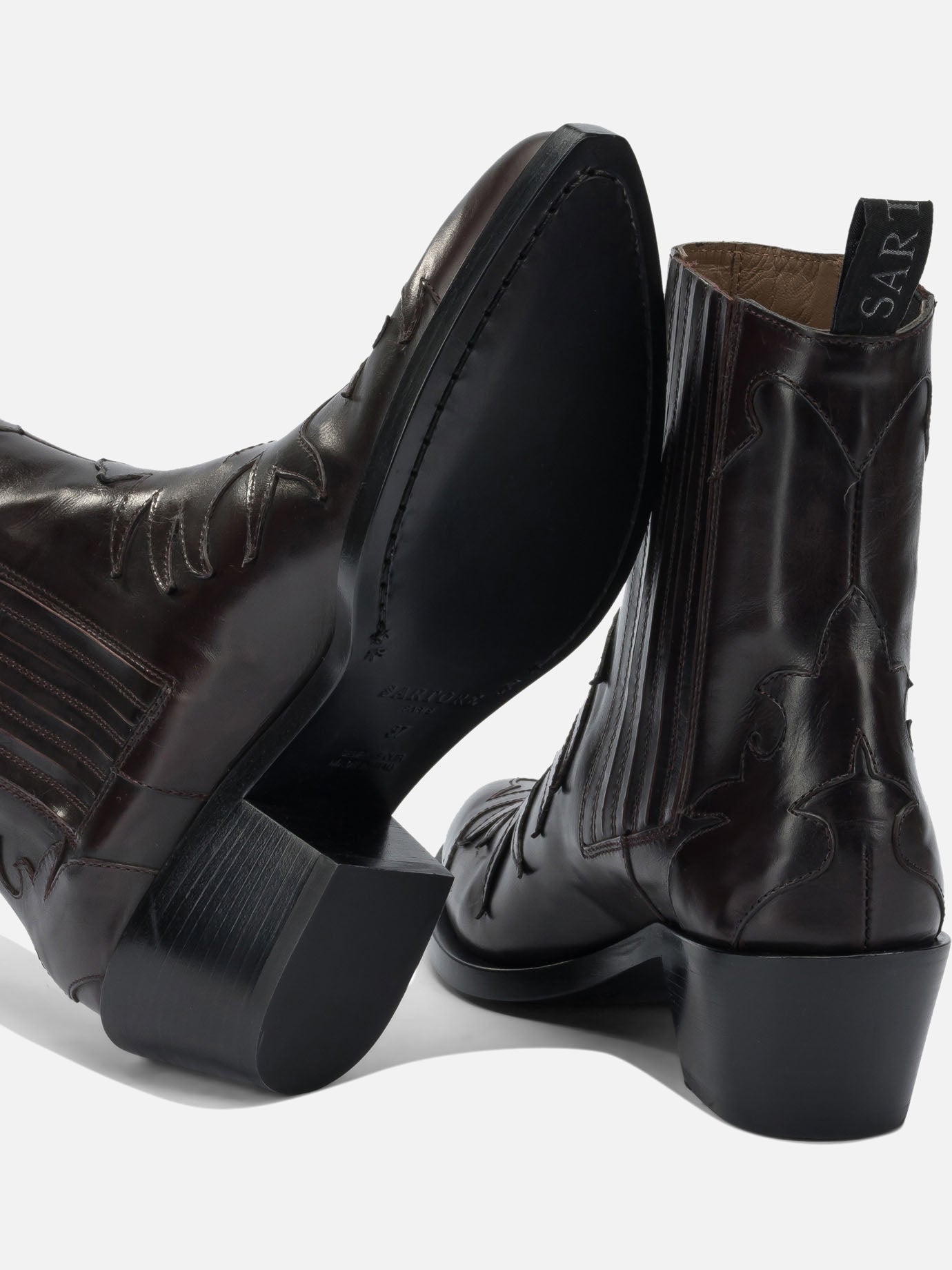 Pull-on boots 100% leather - 95% leather - 5% rubber Bordeaux - Sartore Women | PDP | VIETTI Online Store | Zoom-Modal_5
