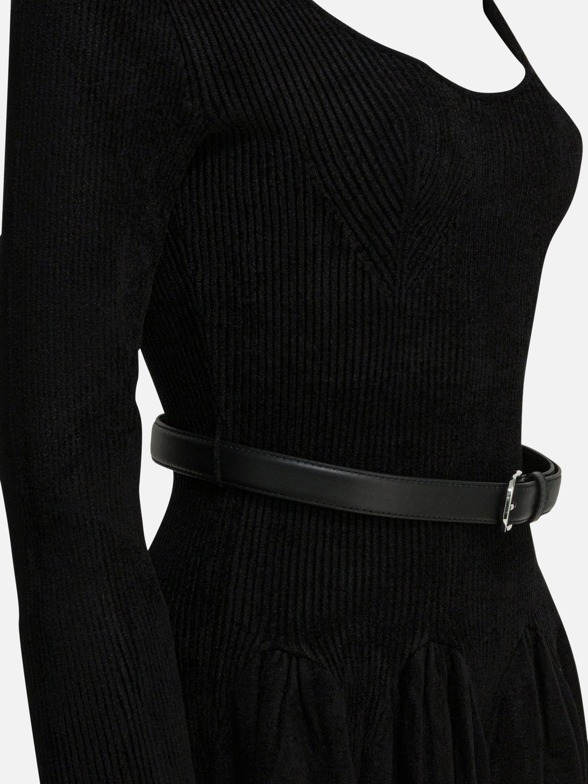 Self-portrait Knitted flared dress Black