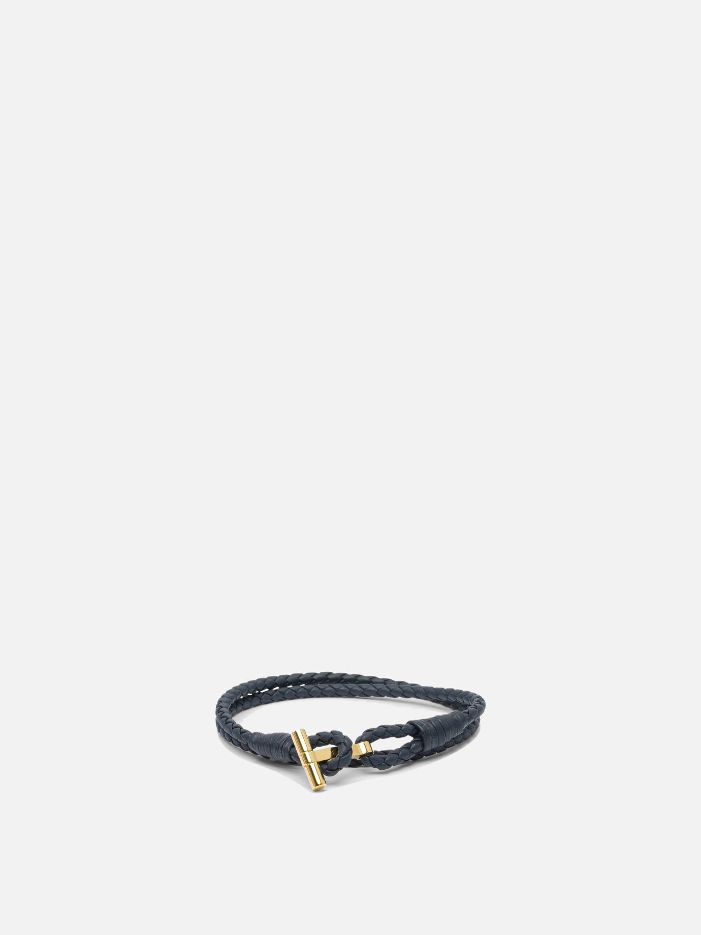 Tom Ford T-braided leather bracelet Blue Men VIETTI Online Store