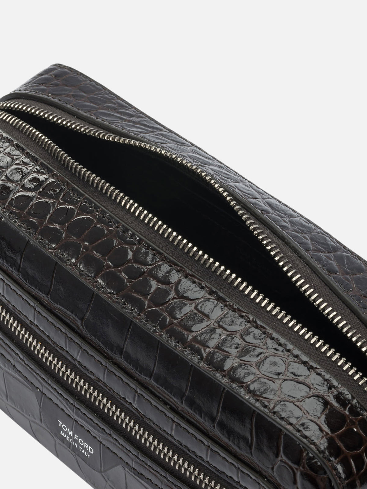 Tom Ford Crocodile print leather beauty case Brown