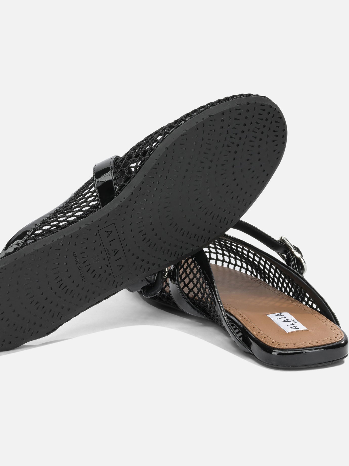 Flat sandals 90% polyamide 10% calf leather - 100% rubber Black - Alaïa Women | PDP | VIETTI Online Store | Zoom-Modal_5