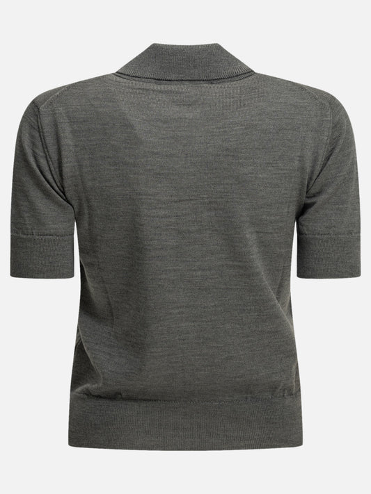 Ami Paris Merino wool polo shirt Grey