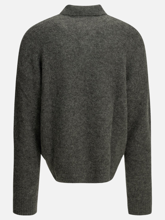 Ami Paris Polo Sweater with Logo Grey