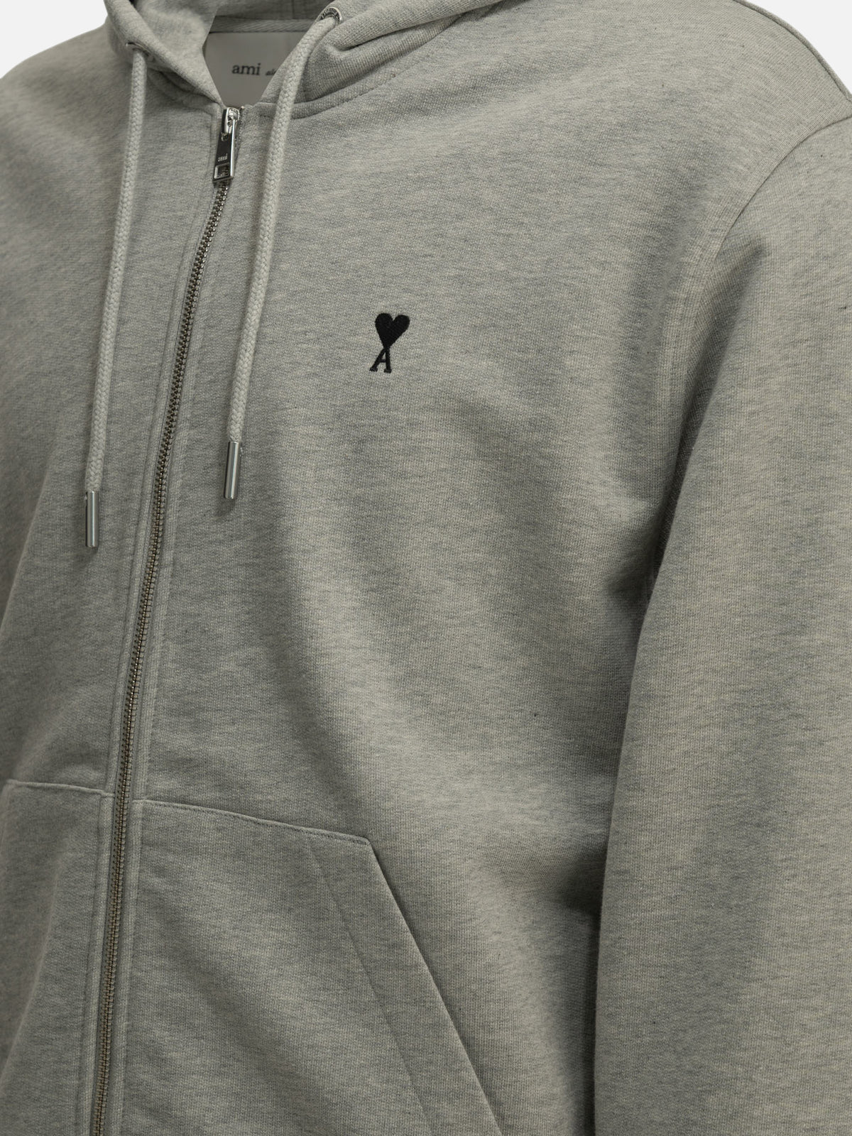 Ami Paris "Ami de Couer" Zip-Up Sweatshirt Grey