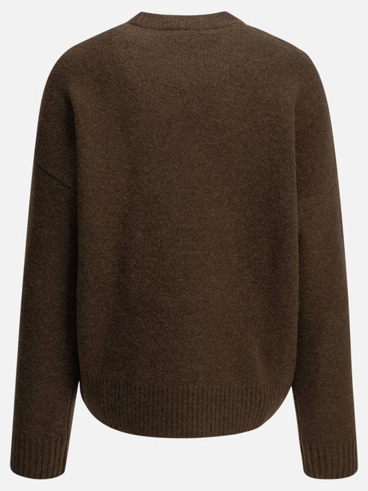 Ami Paris "Ami de Coeur" Crew-Neck Sweater Brown