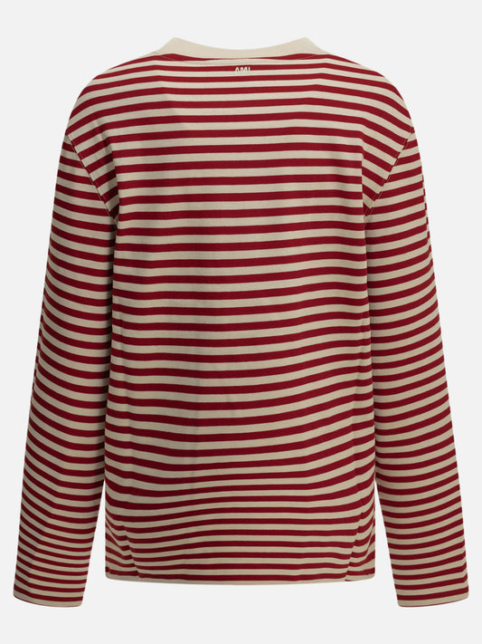 Ami Paris "Marinière" Crew-Neck T-Shirt Red
