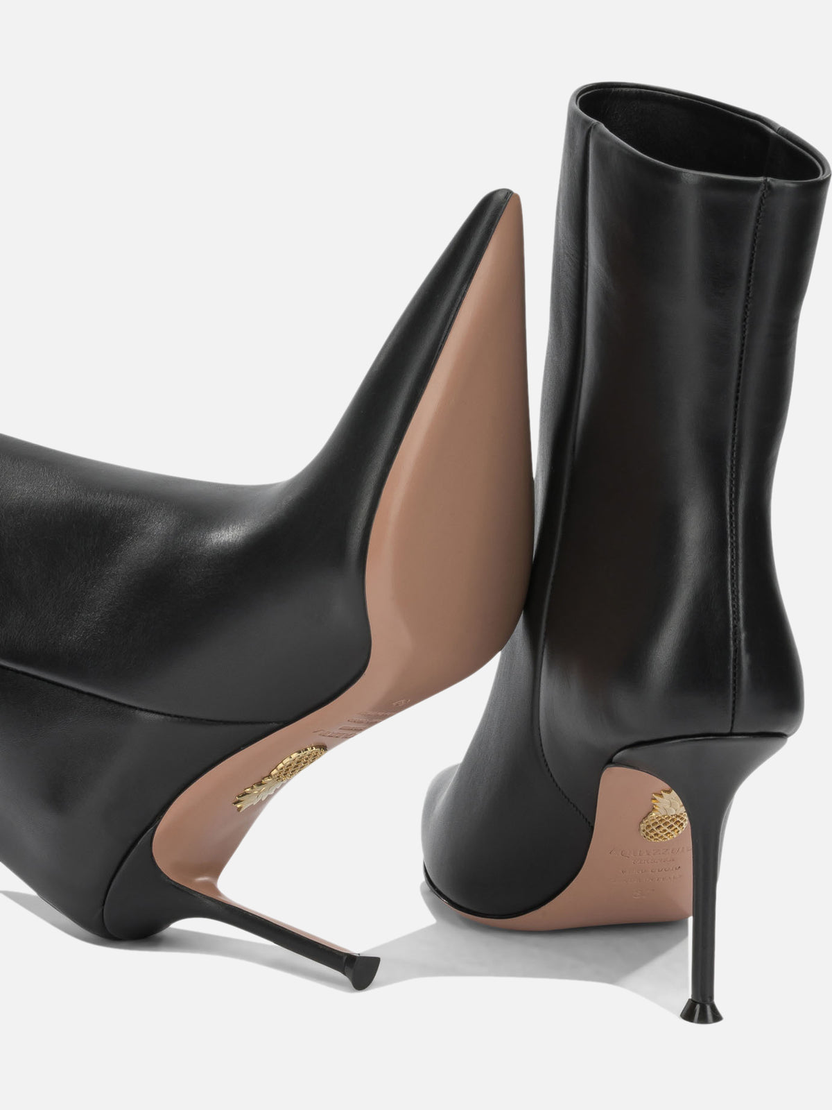 Aquazzura "Harper 85MM" Ankle Boots with Zipper Black