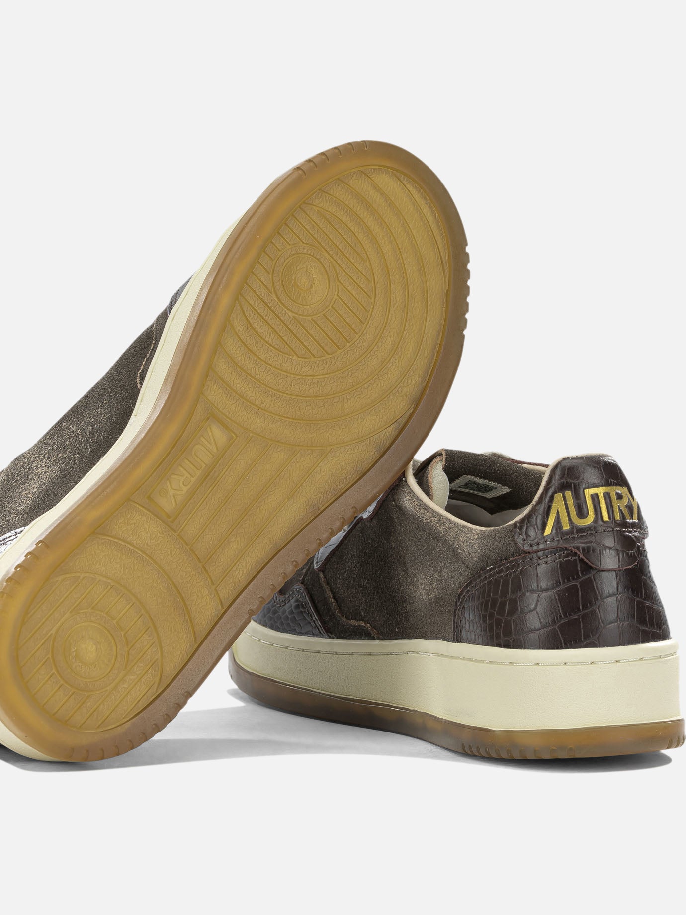 Low top sneakers 60% suede cow leather 40% crocodile embossed cow leather - 100% rubber Brown - Autry Women | PDP | VIETTI Online Store | Zoom-Modal_5