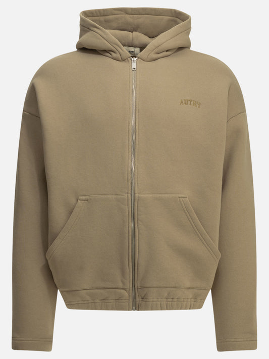 Autry Zip-up Sweatshirt with Logo Beige