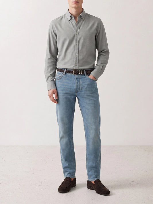 Straight-leg jeans Solid colour Blue - Brunello Cucinelli Men | PLP | VIETTI Online Store | 2
