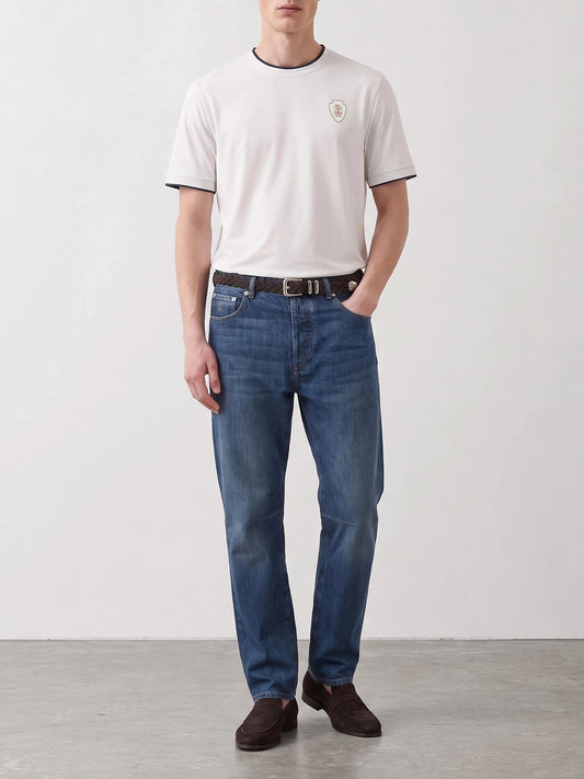 Crewneck t-shirts Logo White - Brunello Cucinelli Men | PLP | VIETTI Online Store | 2
