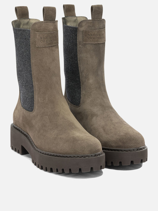 Pull-on boots 100% calf leather - 100% rubber Brown - Brunello Cucinelli Women | PDP | VIETTI Online Store | 2