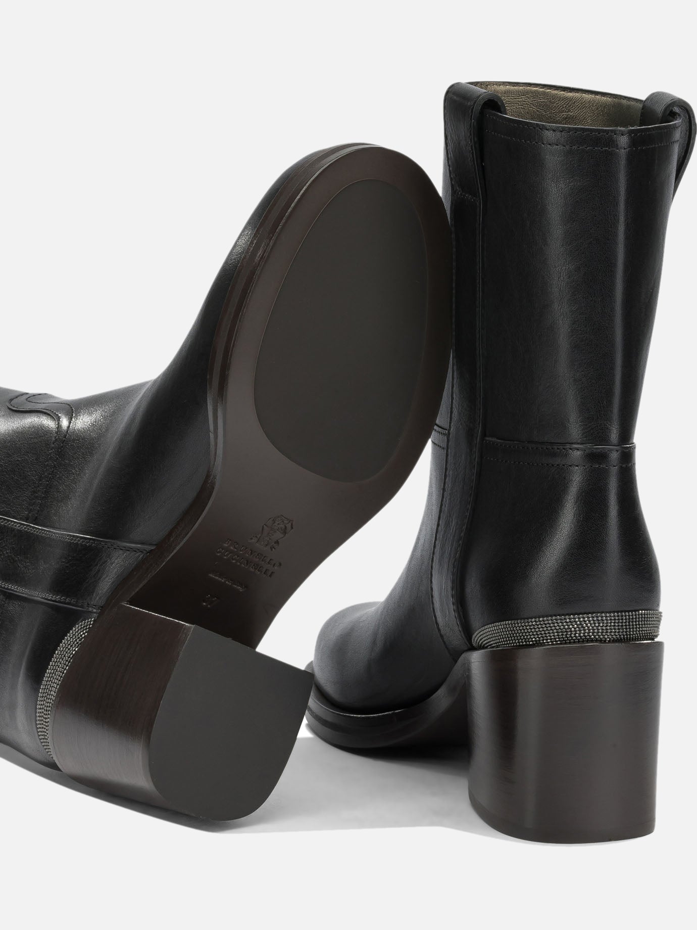 Brunello Cucinelli Leather pull-on ankle boots Black