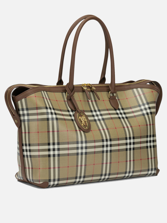 Burberry "Check" Large Shoulder Bag Beige