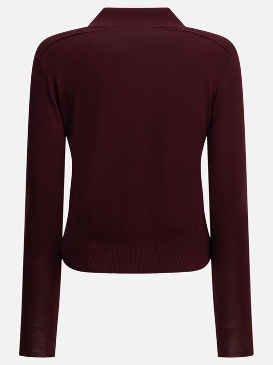 Burberry Wool Polo Sweater Bordeaux