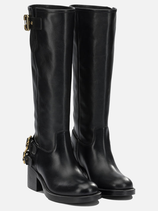 Knee-high 100% calf leather - 100% rubber Black - Chloé Women | PLP | VIETTI Online Store | 2