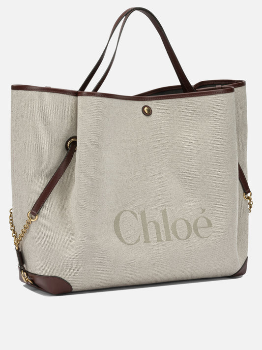 Large bags 100% cotton 100% leather Beige - Chloé Women | PDP | VIETTI Online Store | 2