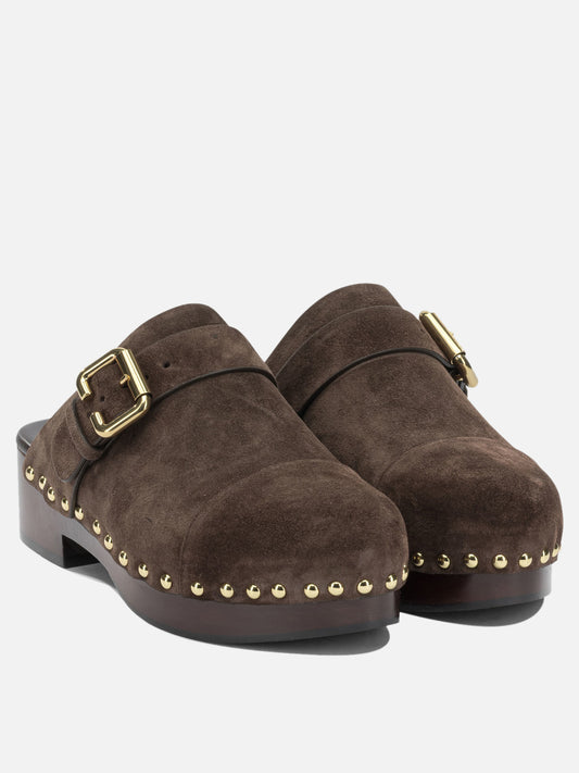 Mules 100% suede leather - 100% wood Brown - Chloé Women | PLP | VIETTI Online Store | 2