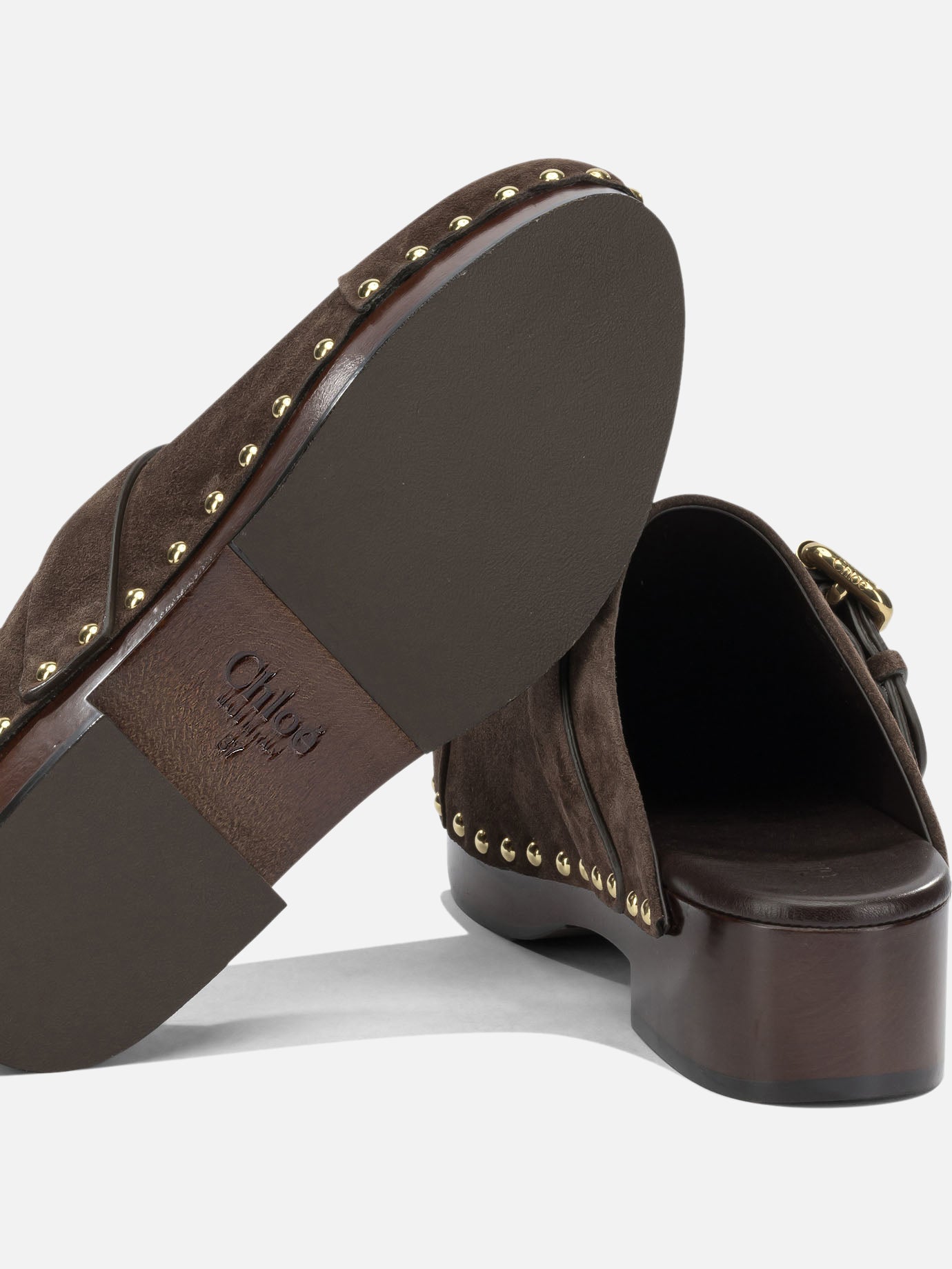 Mules 100% suede leather - 100% wood Brown - Chloé Women | PDP | VIETTI Online Store | Zoom-Modal_5