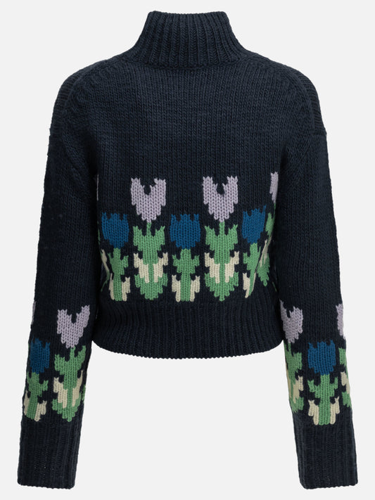 Chloé Logo Turtleneck Sweater Blue